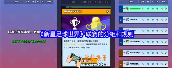 新星足球世界联赛的分组和规则
