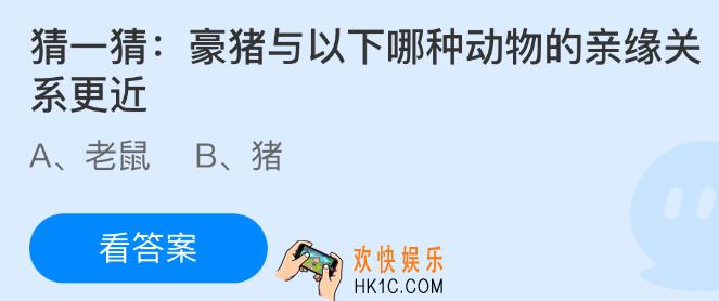 猜一猜豪猪与以下哪种动物的亲缘关系更近