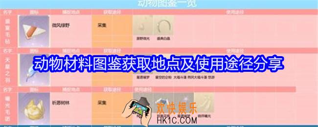 无限暖暖动物材料图鉴