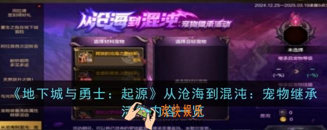 地下城与勇士起源从沧海到混沌：宠物继承活动是什么