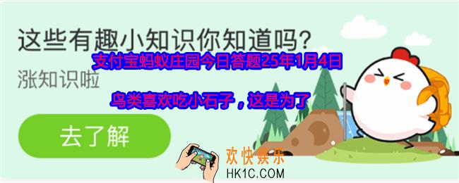 鸟类喜欢吃小石子，这是为了