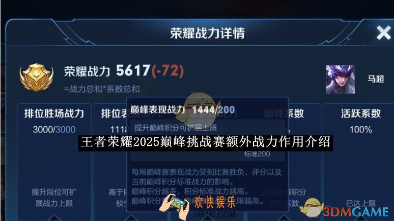 王者荣耀2025巅峰挑战赛额外战力作用介绍