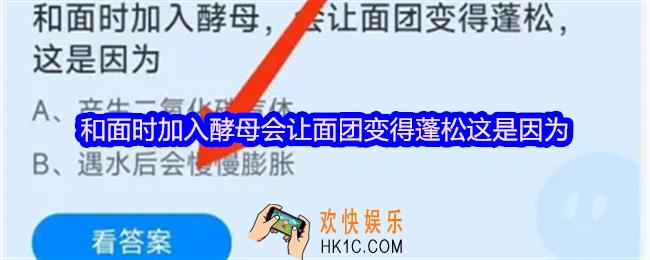 和面时加入酵母会让面团变得蓬松这是因为