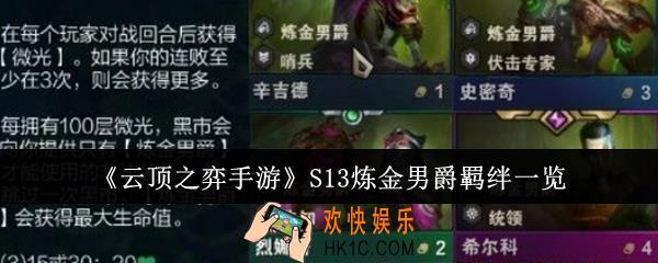 云顶之弈手游S13炼金男爵羁绊有哪些