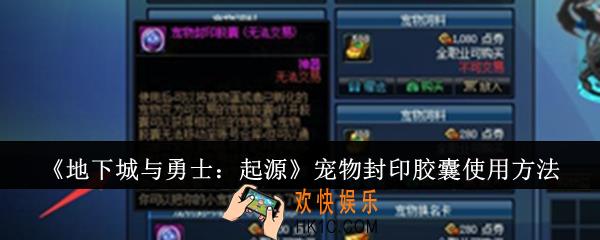 地下城与勇士起源宠物封印胶囊怎么用