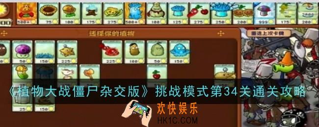 植物大战僵尸杂交版挑战模式第34关怎么通关