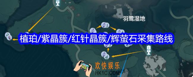 鸣潮植珀/紫晶簇/红针晶簇/辉萤石采集路线
