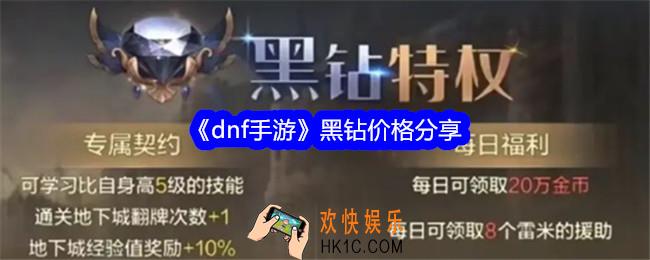 dnf手游黑钻多少钱