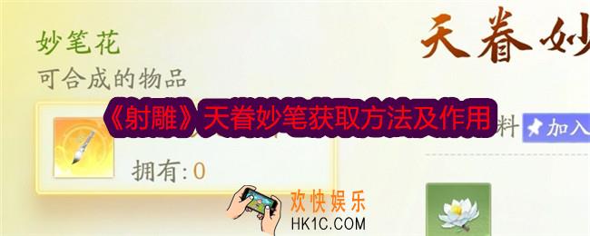 射雕天眷妙笔有什么用
