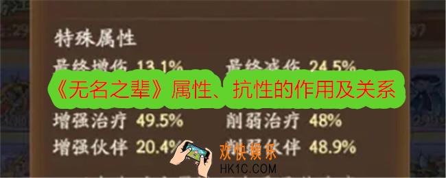 无名之辈属性、抗性的作用及关系