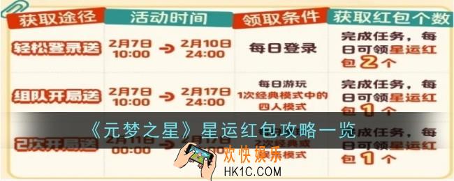 元梦之星星运红包怎么玩