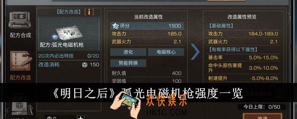 明日之后弧光电磁机枪强度怎么样