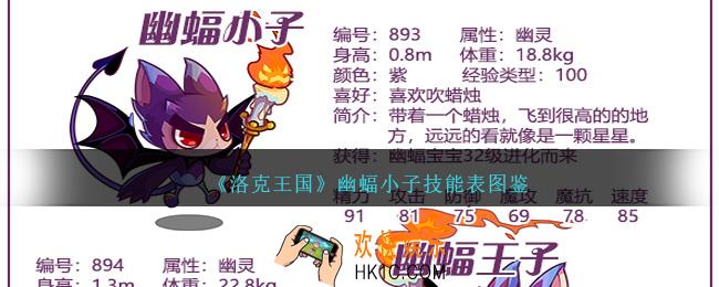 洛克王国幽蝠小子技能表图鉴