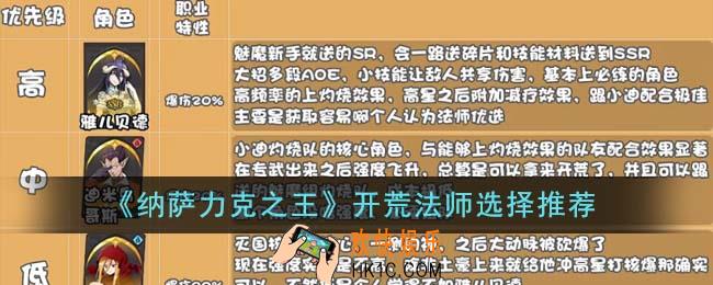 纳萨力克之王开荒法师怎么选