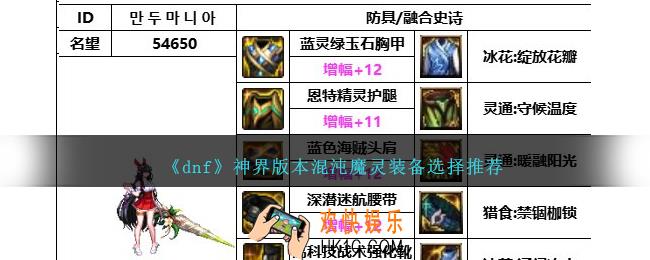 DNF神界版本混沌魔灵带什么装备