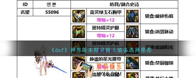 DNF神界版本精灵骑士带什么装备