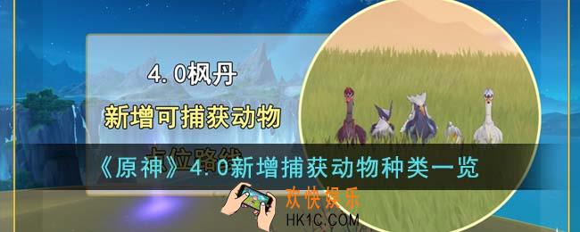 原神4.0新增捕获动物种类有哪些