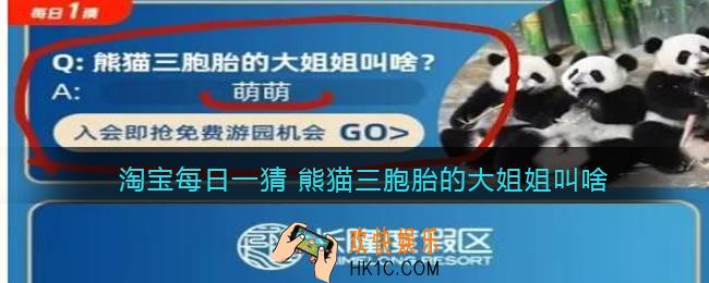 淘宝每日一猜 熊猫三胞胎的大姐姐叫啥