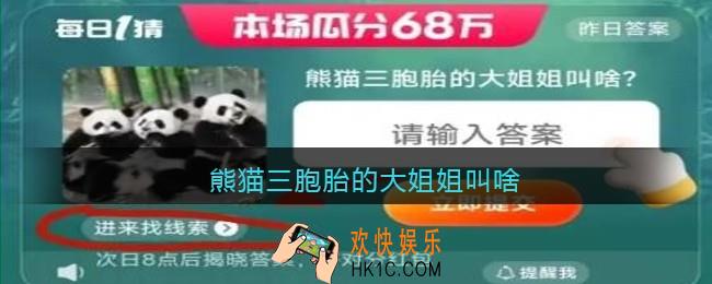 熊猫三胞胎的大姐姐叫啥