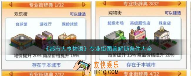 都市大亨物语专业街怎么解锁