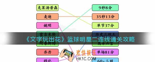 文字玩出花篮球明星二连线怎么过