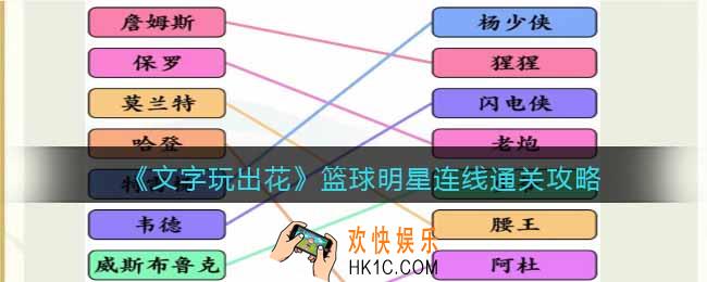 文字玩出花篮球明星连线怎么过
