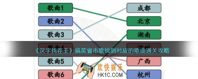 抖音汉字找茬王搞笑省市歌找到对应的歌曲怎么过