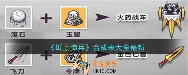 纸上弹兵游戏合成表大全