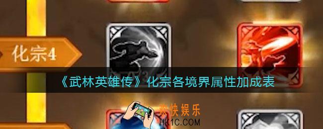 武林英雄传化宗各境界属性加成怎么样_化宗各境界属性加成表