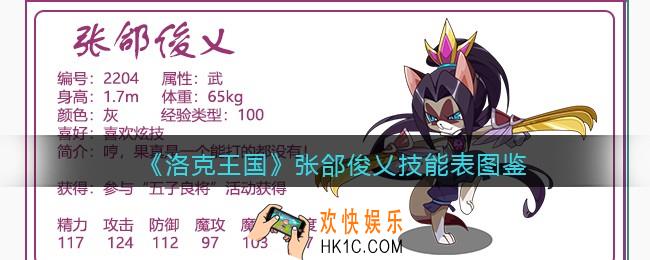 洛克王国张郃俊乂技能表图鉴_张郃俊乂怎么样/厉害吗