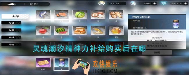 灵魂潮汐精神力补给购买后在哪_精神力补给购买后位置