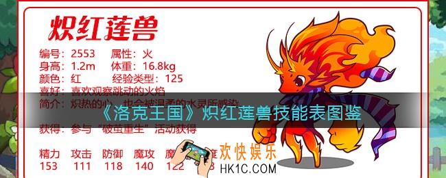 洛克王国炽红莲兽技能表图鉴_炽红莲兽怎么样/厉害吗
