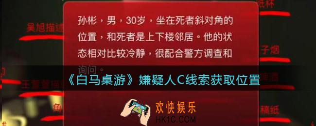 孙美琪疑案白马桌游嫌疑人C在哪里_嫌疑人C线索获取位置