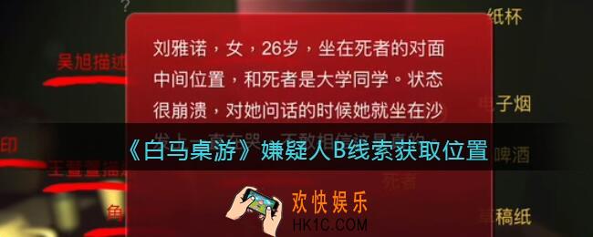 孙美琪疑案白马桌游嫌疑人B在哪里_嫌疑人B线索获取位置