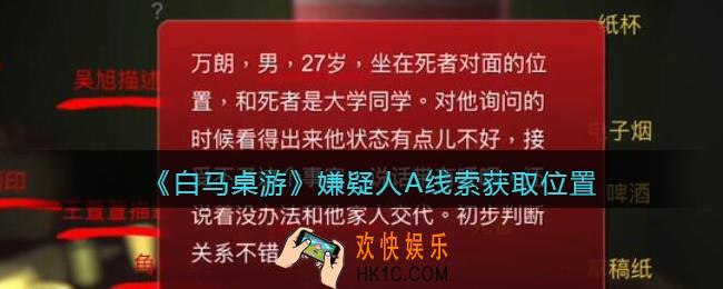 孙美琪疑案白马桌游嫌疑人A在哪里_嫌疑人A线索获取位置