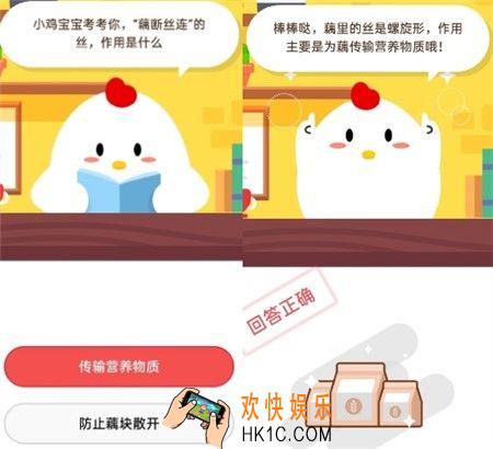 藕断丝连的丝作用是什么_7月17日支付宝小鸡答案