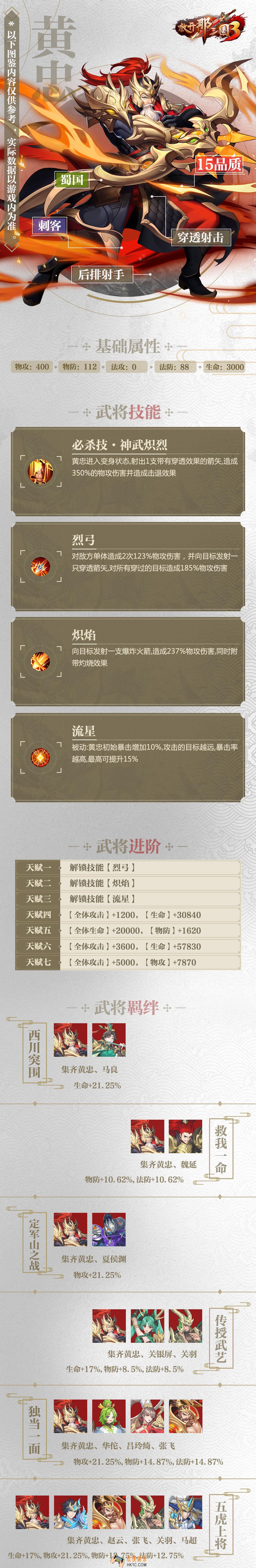 放开那三国3黄忠属性技能羁绊图鉴_放开那三国3黄忠怎么样