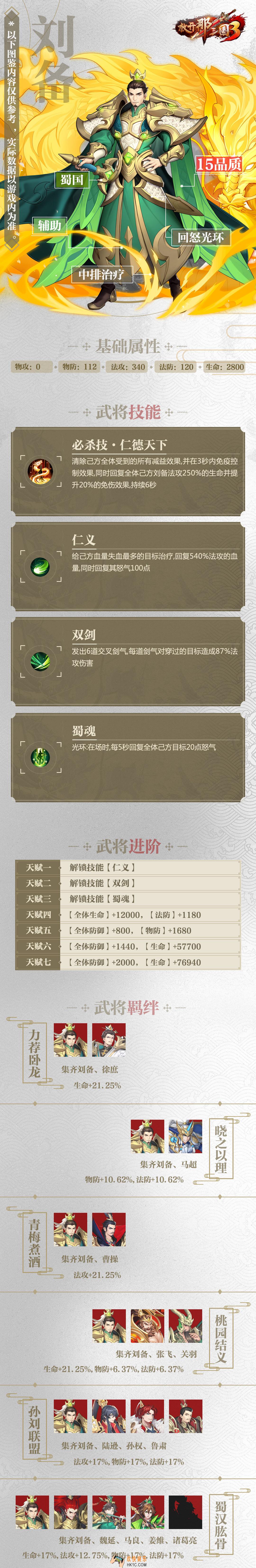 放开那三国3刘备属性技能羁绊图鉴_放开那三国3刘备怎么样