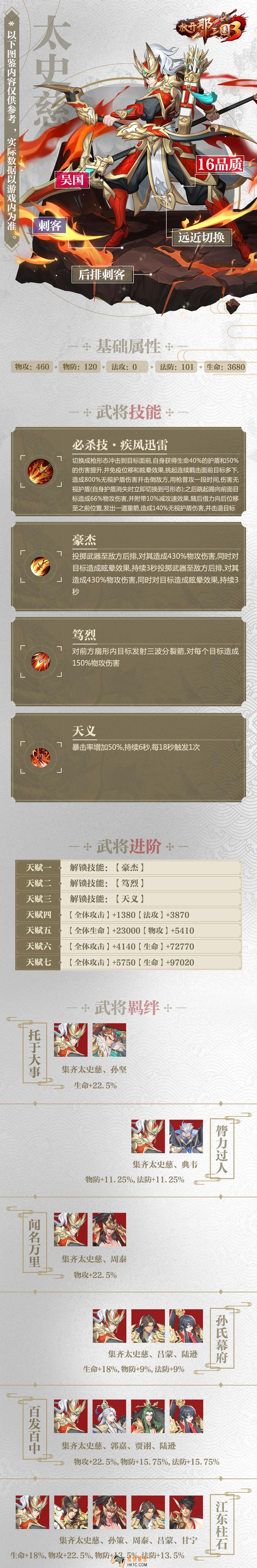 放开那三国3太史慈属性技能羁绊图鉴_放开那三国3太史慈怎么样