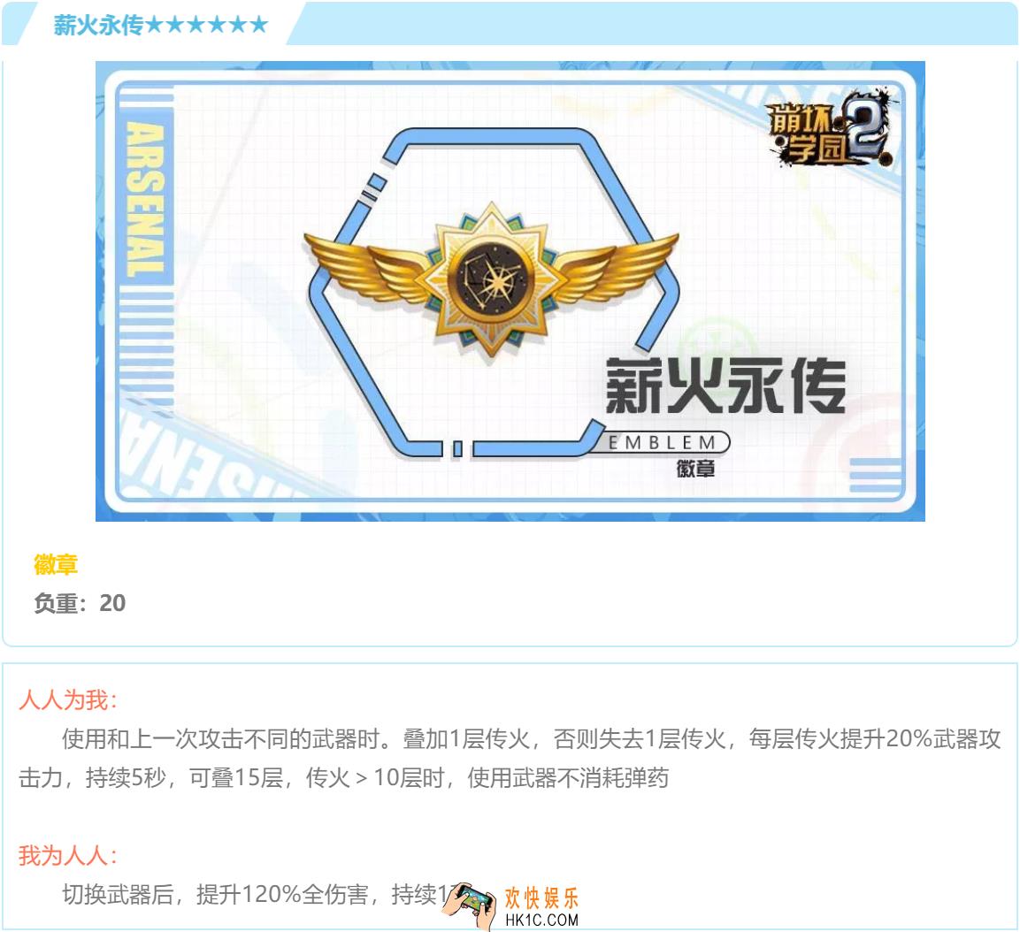 崩坏学园2徽章薪火永传怎么样搭配好用吗_徽章薪火永传强度分析