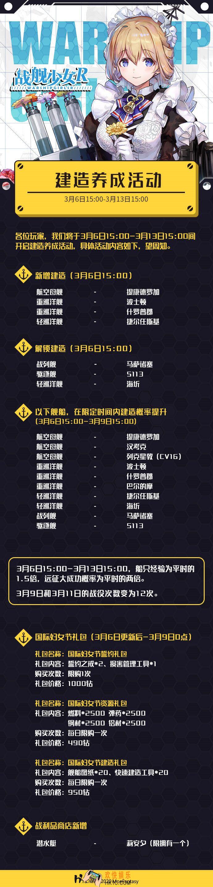 战舰少女R3月圣建能有哪些船_3月圣建养成活动公告
