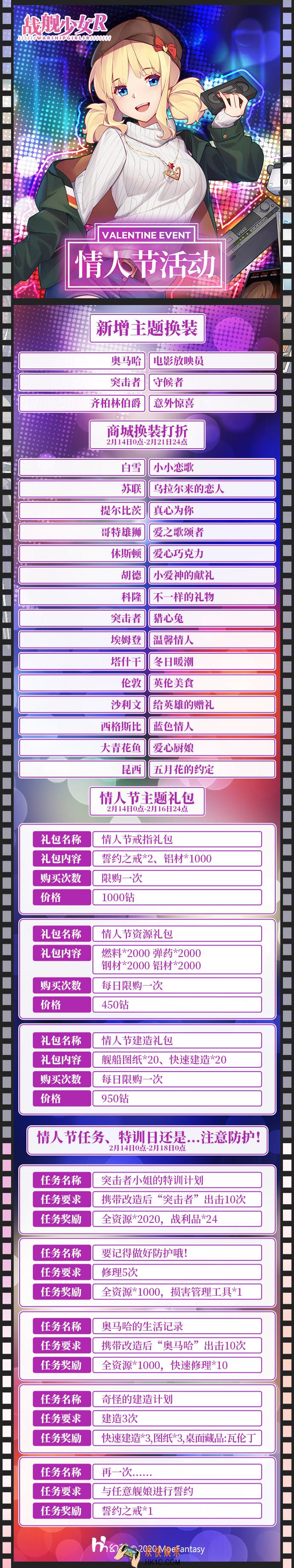 战舰少女R情人节活动是什么_2020年情人节活动公告