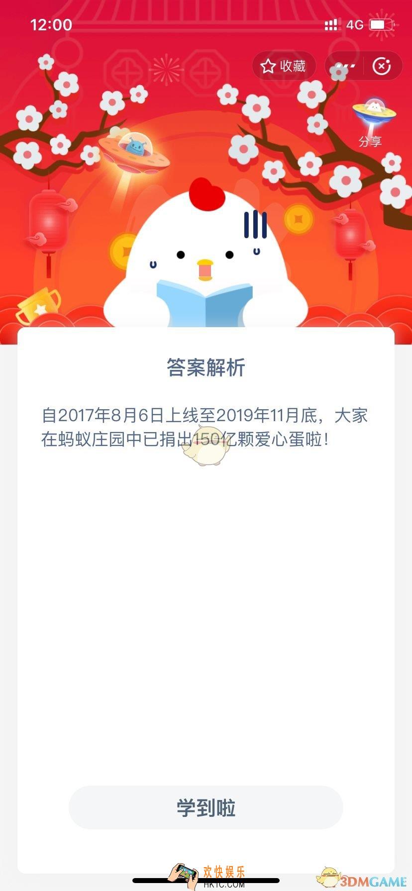 小鸡宝宝考考你，庄园自上线至2019年11月底，猜猜已捐出多少颗爱心蛋了？_1月21日支付宝每日一题