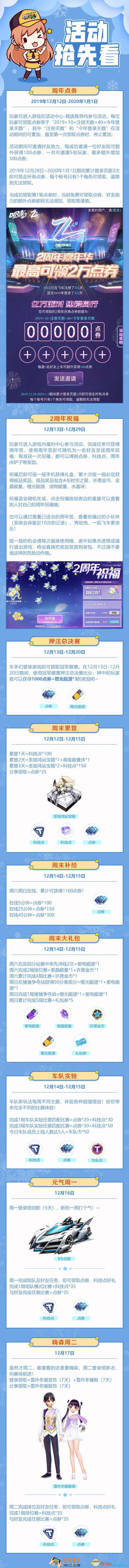 QQ飞车手游两周年有哪些点券_两周年点券内容介绍