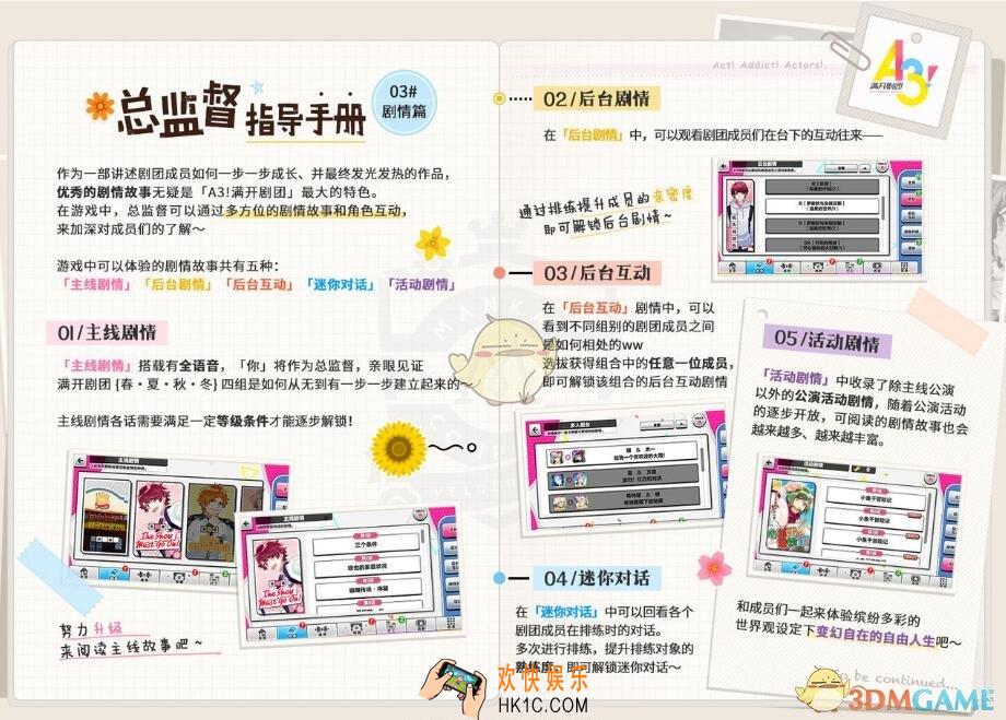 A3满开剧团总监督指导手册：剧情篇_剧情分类介绍