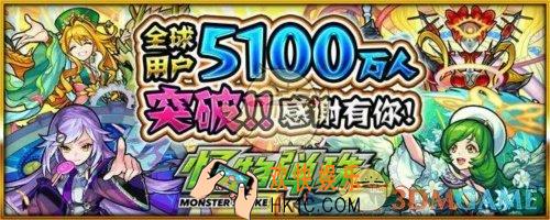 怪物弹珠纪念活动介绍_全球下载5100万人突破纪念活动