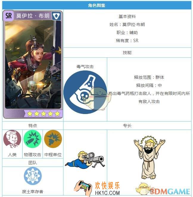 辐射避难所O手游SR莫伊拉·布朗怎么样 英雄技能专长图鉴一览