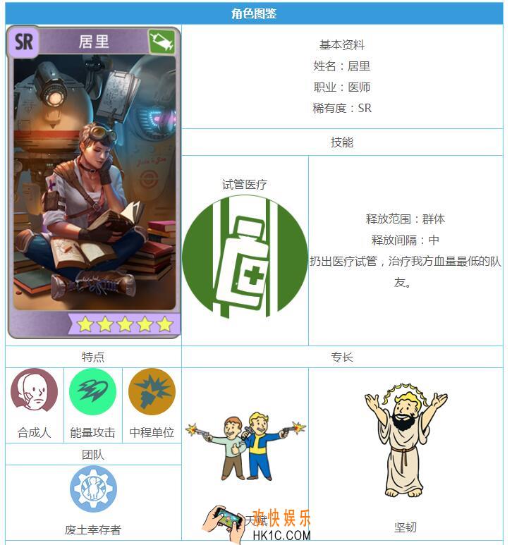 辐射避难所OLSR居里怎么样 英雄技能属性图鉴一览