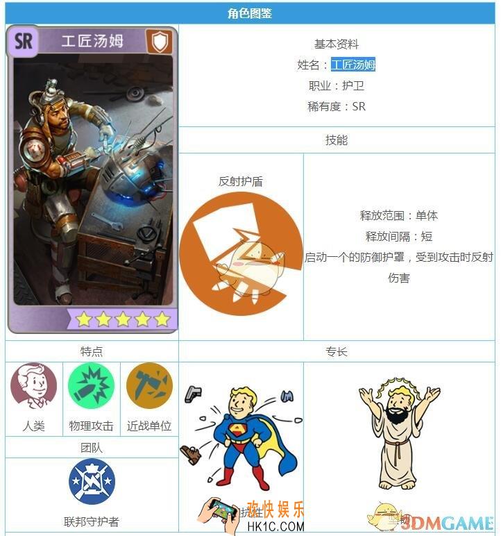 辐射避难所OLSR工匠汤姆怎么样 英雄技能属性图鉴一览