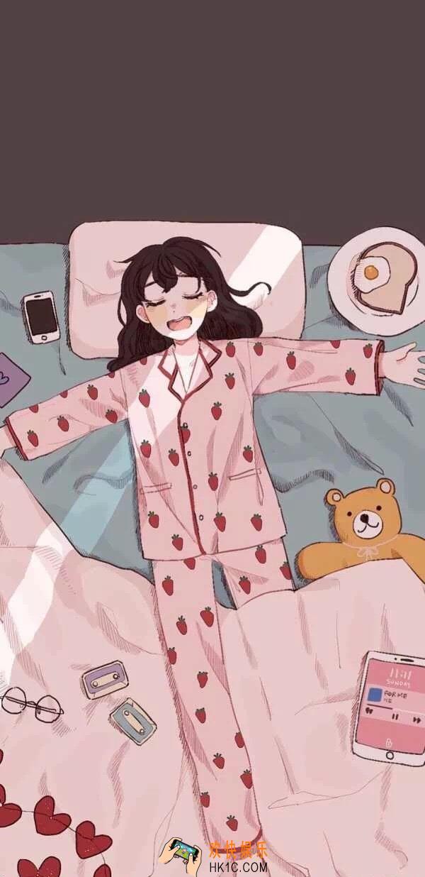 抖音睡衣女孩草莓壁纸原图下载_睡衣女孩草莓壁纸原图分享